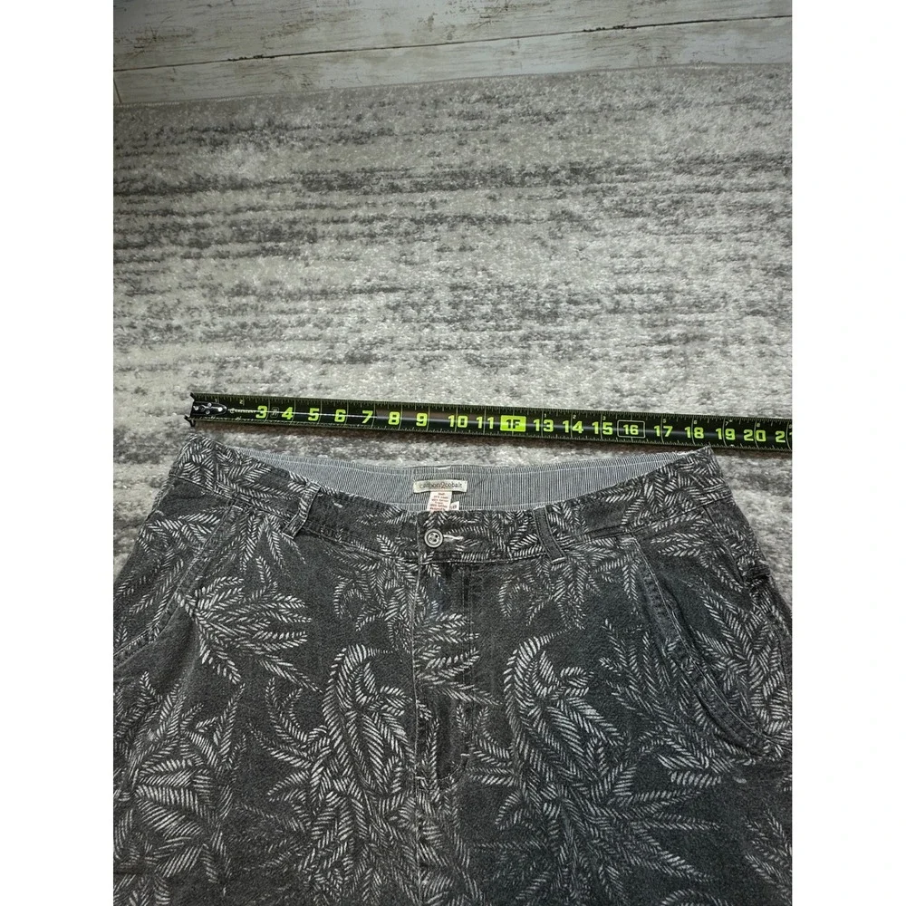 Carbon 2 Cobalt Shorts Mens 38 Black Palm Leaf Print Linen Blend Floral Hawaiian